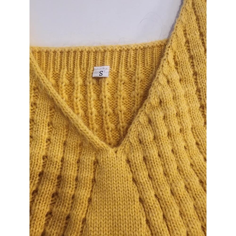 Women's Knit Peplum Tank, Mustard Yellow, Small - Picture 6 of 6